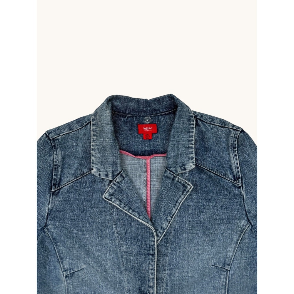 Mossimo Denim Blazer Jacket Womens XXL Blue Jean Two Button Stretch Cotton Blend - Picture 2 of 7